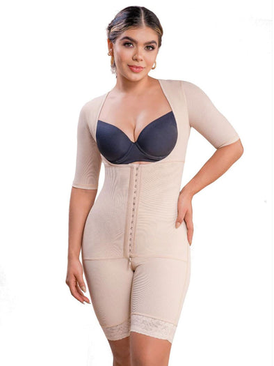 Vedette 5145 Full Body Mid Thigh Shapewear with Arm Compression and Zipper Gusset