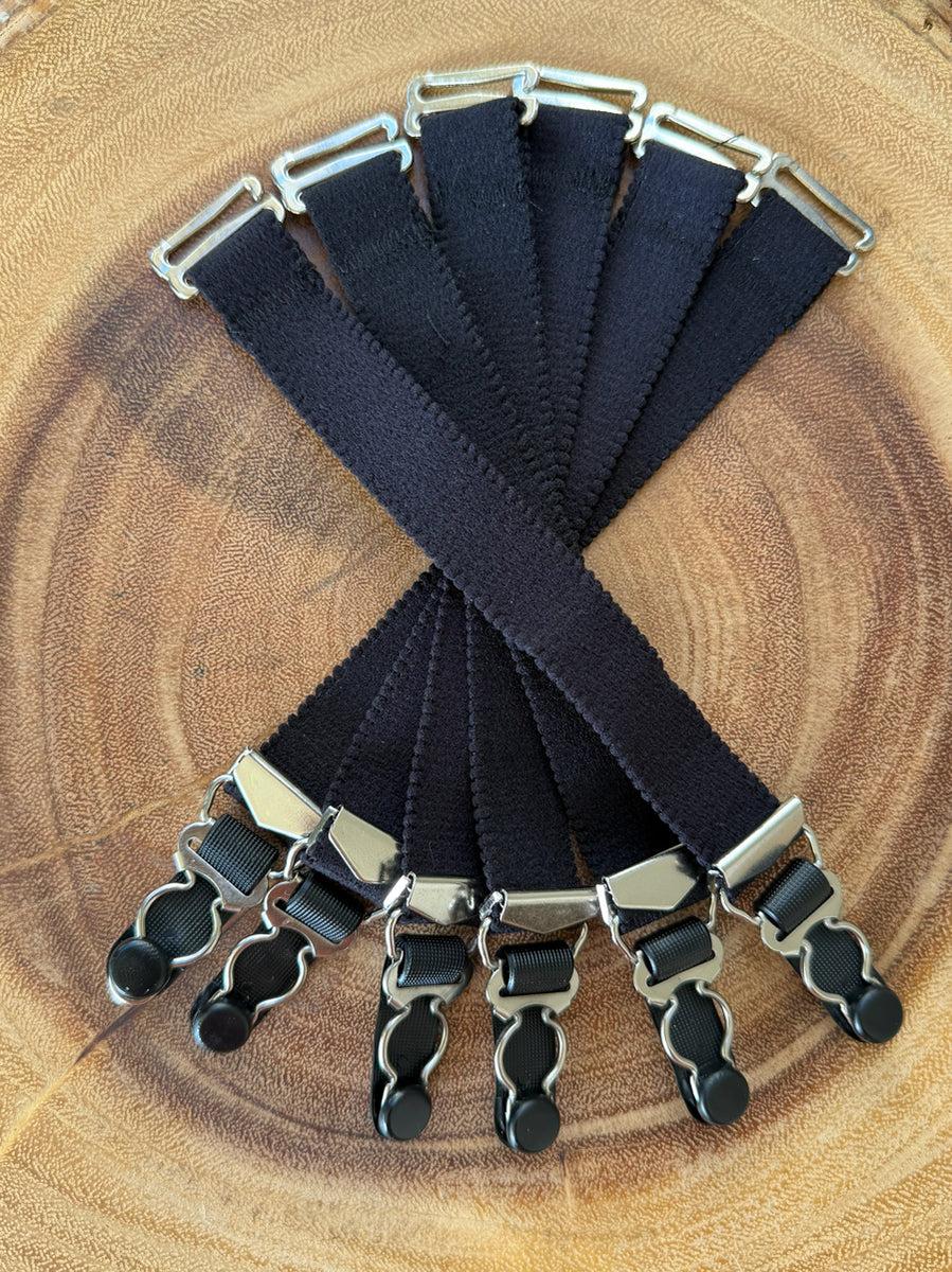 Soft Elastic Fabric and Metal Garter Suspenders Clip and Loop
