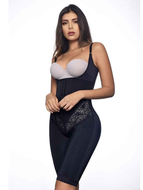 alternate imange of 117 vedette faja shapewear in black underbust thigh slimming and torso shaping and smoothing