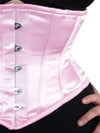 cs201 steel boned waist trainer satin waspie in pink, detail view