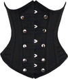 cs345 black cotton with front snaps steel boned corset front view