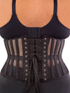 plus size 411 black mesh steel boned corset back view