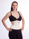 Cute Model wearing the CS411 in fashion color ivory satin front view