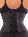 plus size 426 black cotton steel boned corset back view