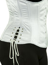 Underbust satin 426 longline with hip tie steel boned waist training corset in white side view