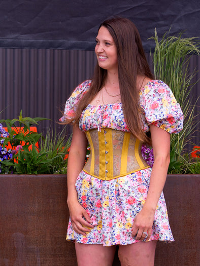 Limited Edition Goldenrod, Sport Mesh Romantic Curve Waspie Underbust Corset : CS-220