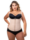 plus size beige vedette 400 latex underbust strapped shaping cincher fajas colombianas with zipper panels front view