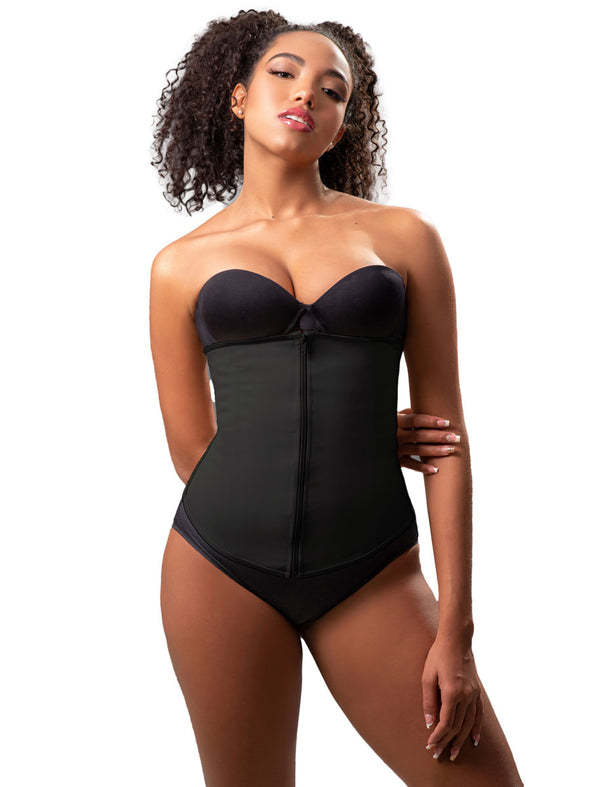 Vedette 403 Latex Underbust Strapless Shaping Corset with Zipper panels black waist cincher glam front fajas columbianas made in Columbia