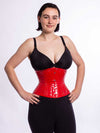 Model wearing the cs411 romantic curve corset in red PVC