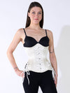 Plus Size Ivory or Pink Satin Hourglass Curve Longline Underbust Corset with Hip Ties : CS-426