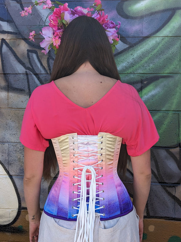 Limited Edition Sunset Ombre Satin Hourglass Curve Longline Underbust Corset : CS-426
