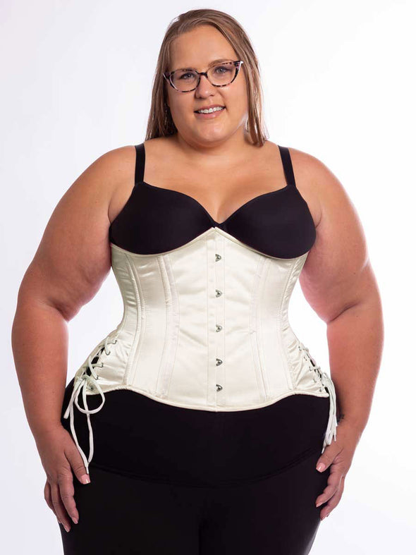 Plus Size Satin Hourglass Curve Longline Underbust Corset with Hip Ties : CS-426