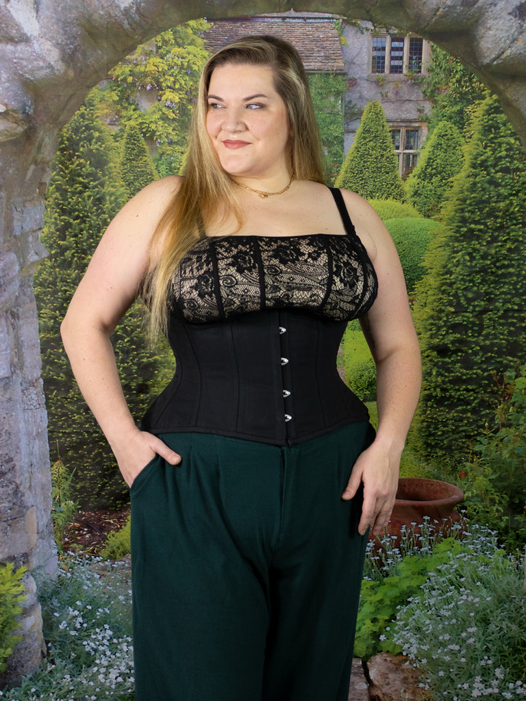 Plus Size Black Double Boned Cotton Corset - CS-426