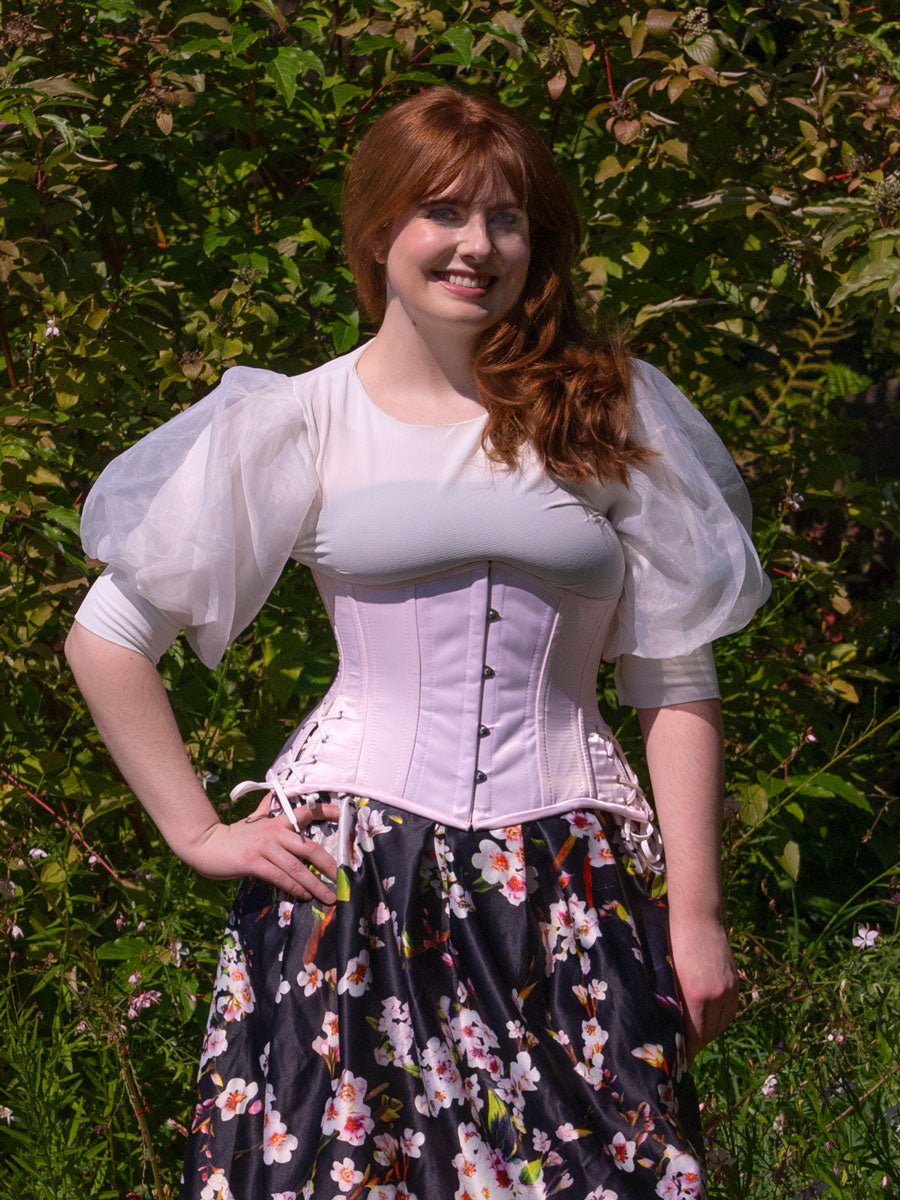 Beige Cotton Corset, Hourglass Silhouette, Regular W/Hip Ties