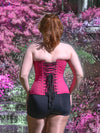 back lace up photo of Travel to your favorite movie set with this limited edition Magenta Pink Cotton Hourglass Curve Longline Overbust Corset! Show off your signature magenta pink style and get ready to explore the PNW with the Adventure Dolls!