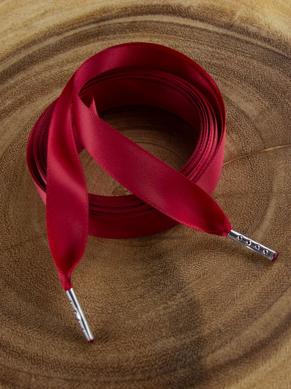 Satin ribbon corset laces made from extremely strong double faced satin ribbon in sherry