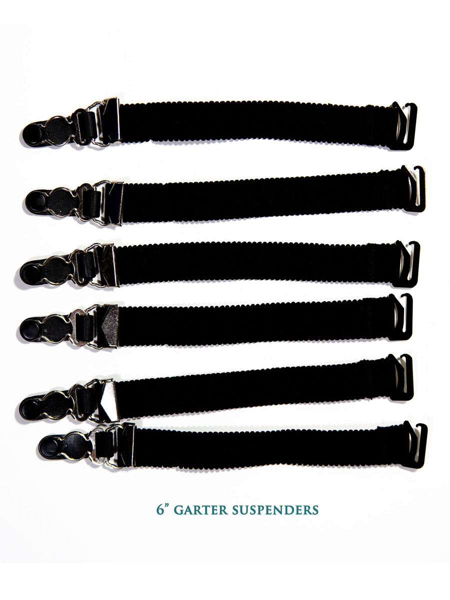 Soft Elastic Fabric and Metal Garter Suspenders Clip and Loop | Orchard Corset Black Soft Elastic Fabric and Metal Garter Suspenders Clip and Loop | Orchard Corset Black