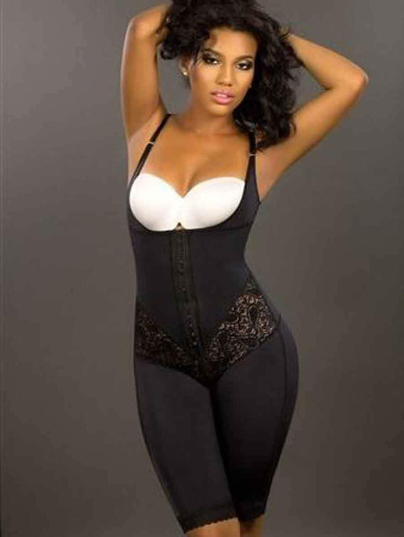117 vedette body shaper in black and nude underbust thigh slimming and torso shaping and smoothing