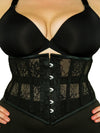 plus size 201 lace weave waspie steel boned corset front view