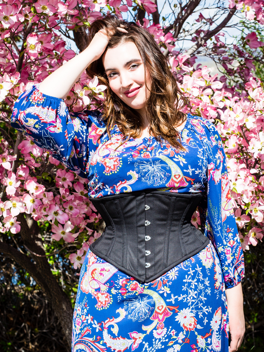 Steel Boned Cotton Hourglass Curve Waspie Corset CS-201 | Orchard Steel Boned Cotton Hourglass Curve Waspie Corset CS-201 | Orchard