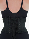 modern curve black cotton steel boned corset lace up back view cs301