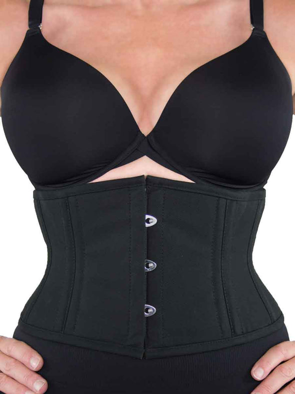 modern curve black cotton steel boned corset cs301