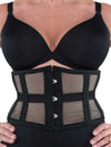 plus size black mesh steel boned waist training waspie corset front view