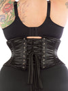 rear view of plus size underbust 301 black satin steel boned corset