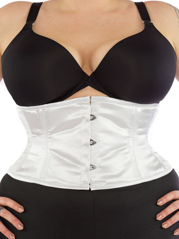 plus size underbust 301 white satin steel boned corset waist trainer for women white corset