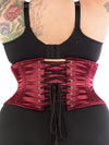 rear view of plus size underbust 301 wine satin steel boned corset