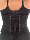 plus size 305 black cotton steel boned waist training corset back view