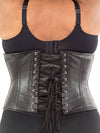 plus size 305 steel boned lamb leather corset back view
