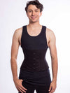 Smiling male model wearing the modern curve cs 305 corset in black cotton