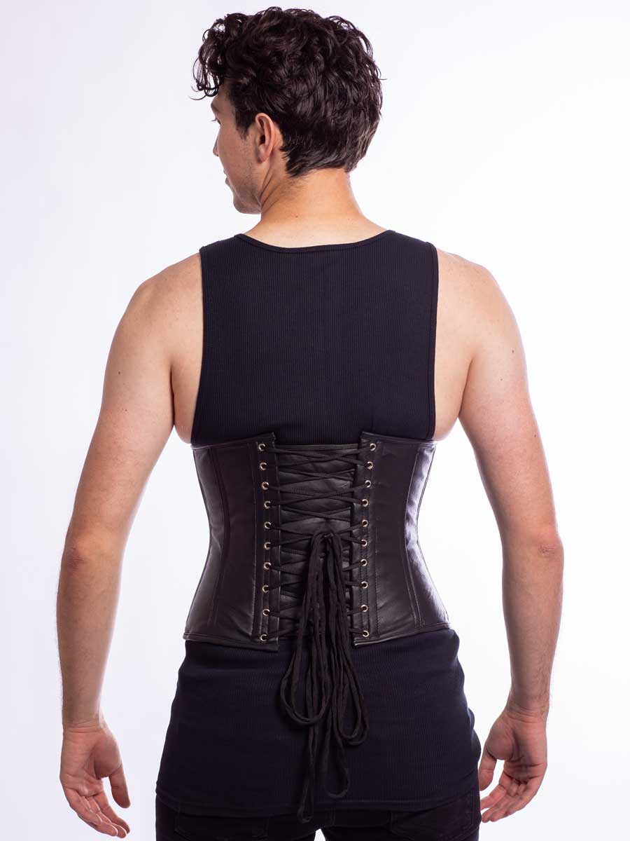 Plus Size Black Leather Corset for Men and Women