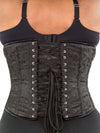plus size 345 black brocade steel boned corset back view