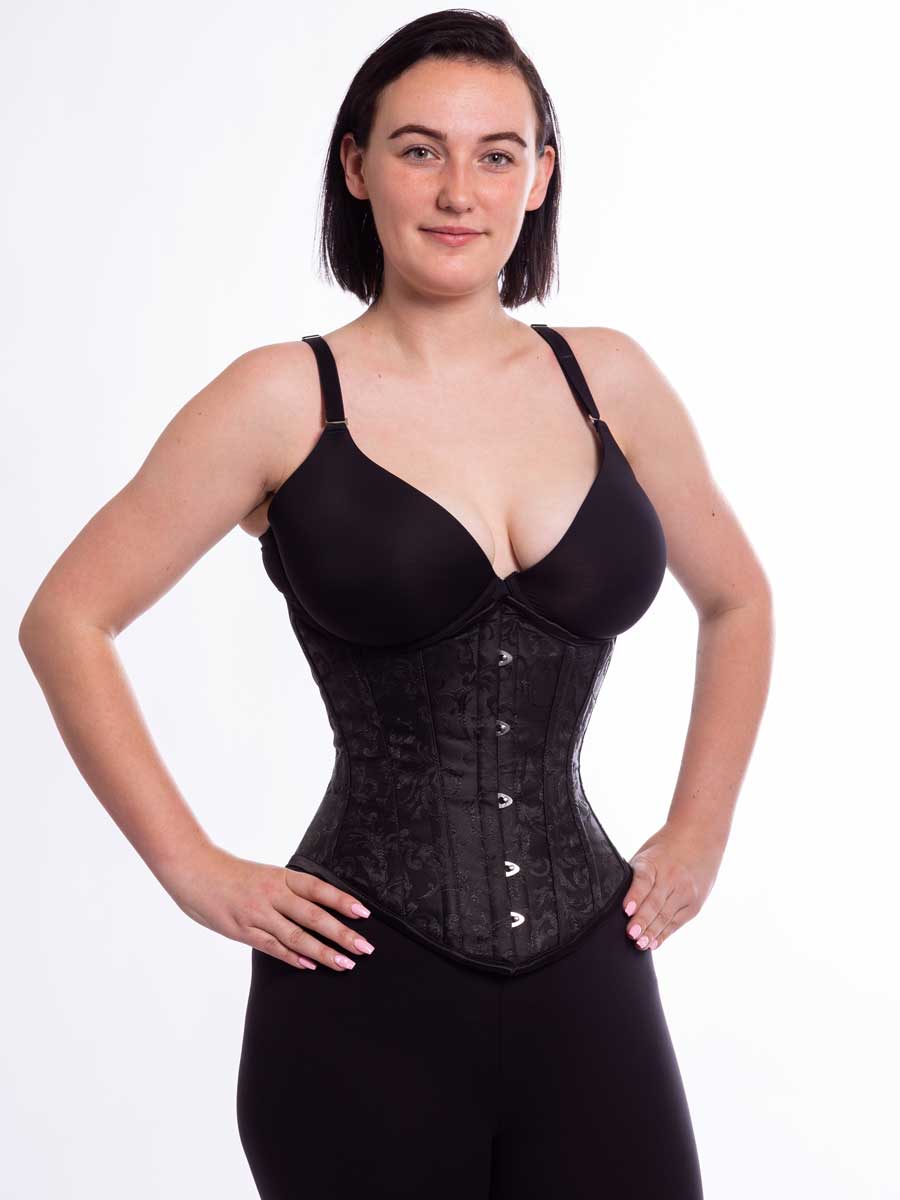 Black Brocade Boned Corset Top CS-345 Orchard Corset