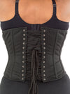plus size 345 black cotton steel boned corset back view