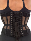 plus sized 345 black mesh steel boned waist training corset back view