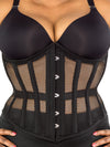 plus sized 345 black mesh steel boned waist training corset front view