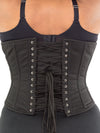 plus size 345 black cotton with snaps steel boned corset back view