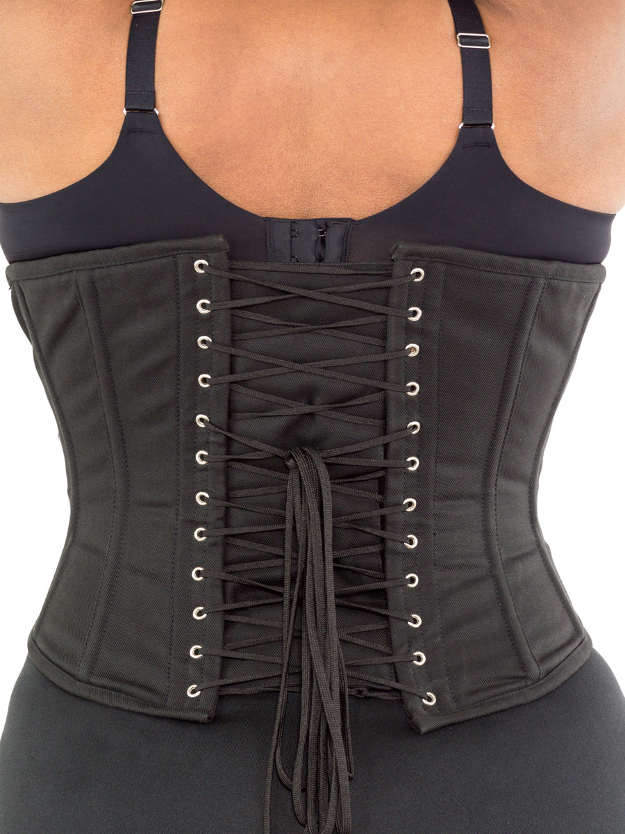 Women's Weight Loss Corset , Heavy Duty Steel Boned Cotton Waspie Underbust  Tight Lacing Black Corset Waspie Corset -  New Zealand