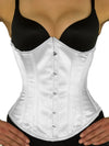 plus size white satin cs 345 steel boned waist training corset, front