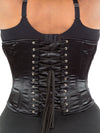 plus size black satin cs 345 steel boned waist training corset, back