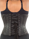 plus size 345 lamb leather steel boned corset back view
