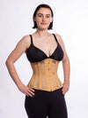 Model wearing the romantic curve cs 411 longline corset in beige mesh