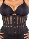 plus size 411 standard black mesh steel boned corset front view