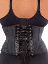 plus size 411 pinstripe waist training steel boned corset back view