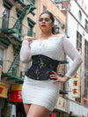 Model wearing the cs411 standard brocade steal boned corset corset 