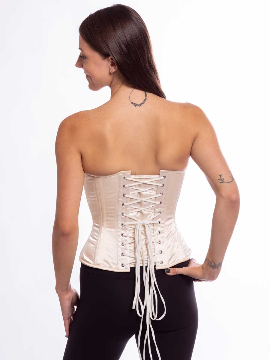 Silky Satin Overbust Corset Top in Black and White