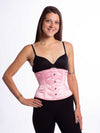 Cute Model wearing the CS411 in design color pink satin front view